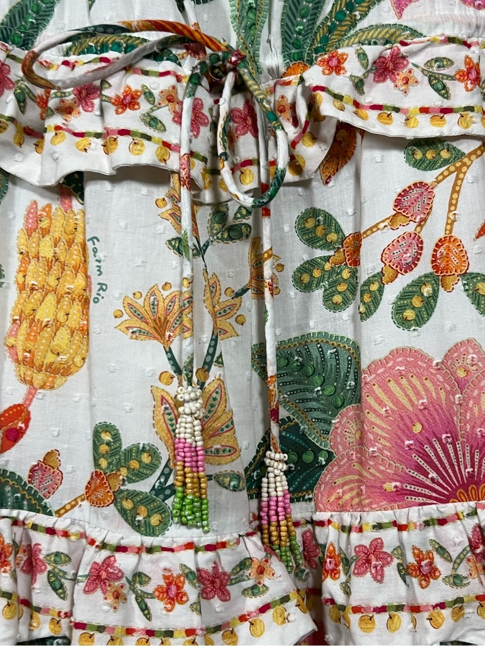 FARM Rio Floral Tiered Maxi Dress in Pink, Green & Yellow - Picture 4 of 10